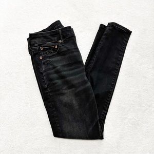 American Eagle The Lu(x)e Jean Hi-Rise Jegging Skinny Black Distressed Size 8